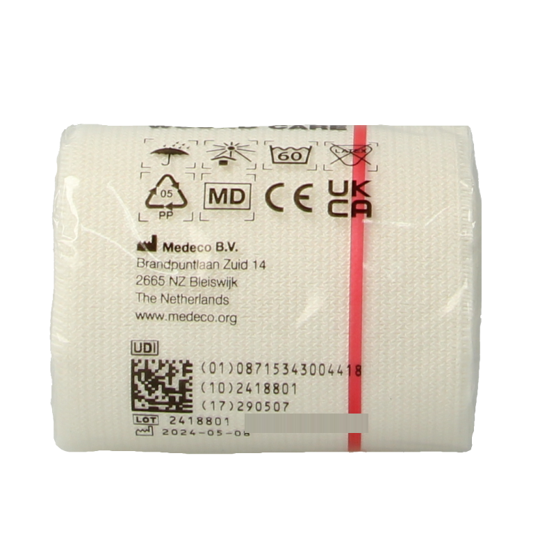 Medeco Ideal windsel in white, 5m long and 6cm wide, displayed on a plain background for secure wrapping and binding.