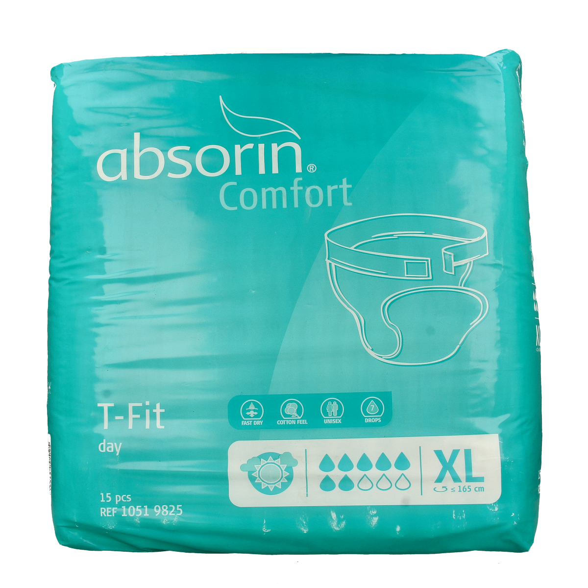 Absorin Comfort T-Fit Day Incontinence Pads XL, 15 pack, designed for discreet and secure incontinence protection.