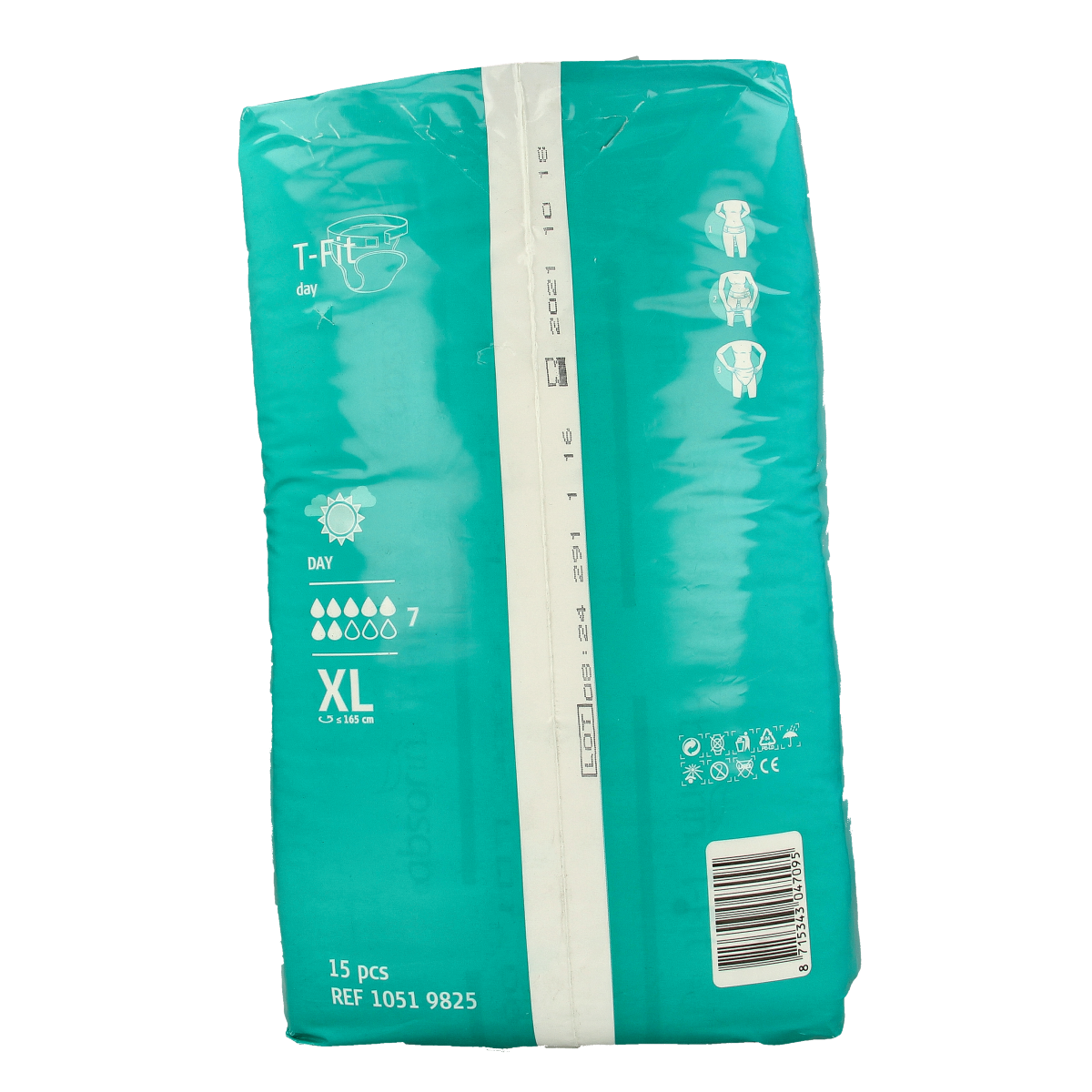 Absorin Comfort T-Fit Day Incontinence Pads XL, 15-pack, absorbent incontinence protection for adults.