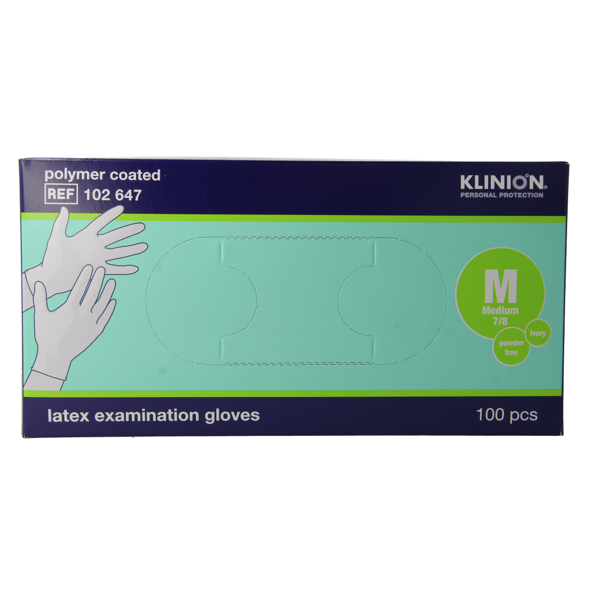 Klinion latex examination gloves size M, powder-free, medical protective gloves, 100-piece pack, disposable medical hand protection