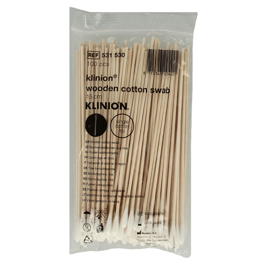 Medeco baby cotton swabs, 15cm small cotton buds, pack of 100 for gentle baby and toddler ear cleaning.