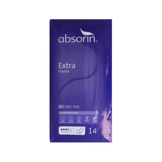 Absorin Comfort finette extra incontinent pads, 14-pack, soft absorbent incontinence pads with leak protection.