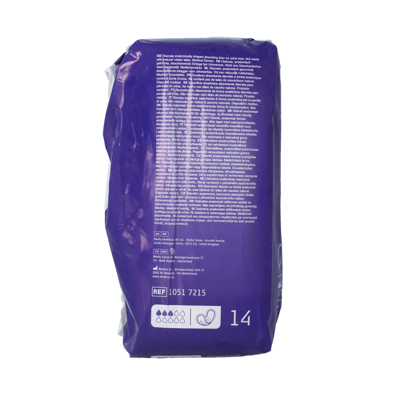 Absorin Comfort finette normal incontinence pads, pack of 14, soft, discreet, designed for reliable urinary leakage protection.