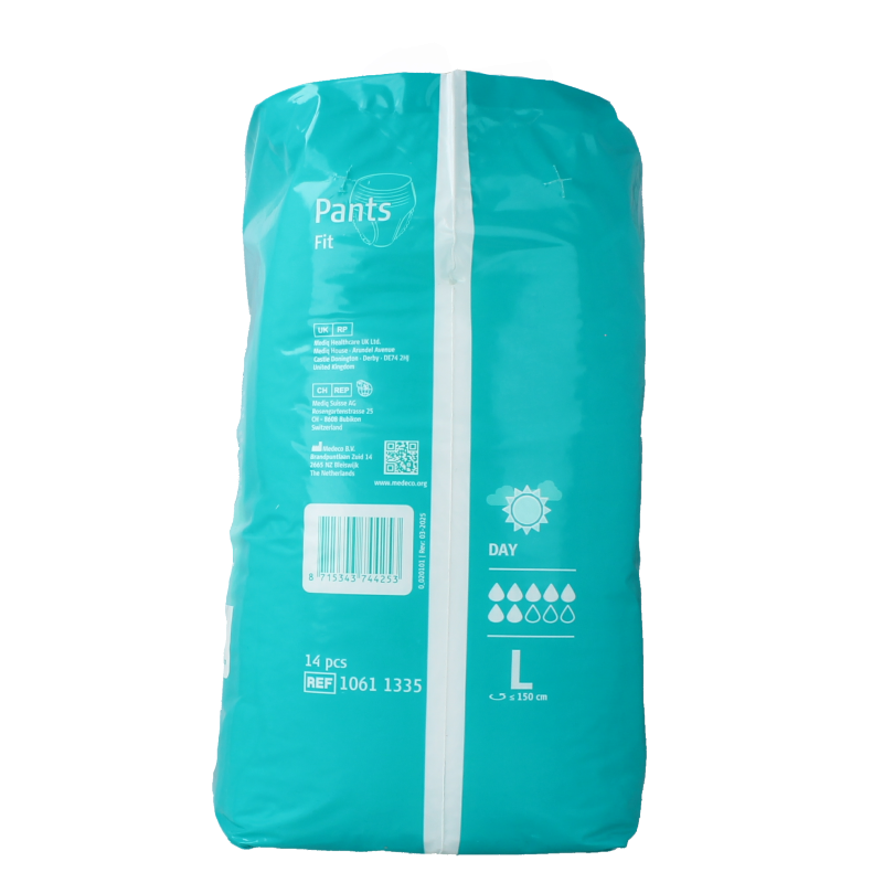 Absorin Comfort incontinent pants in size L, pack of 14, shown with soft, breathable fabric and adjustable fit for comfort.