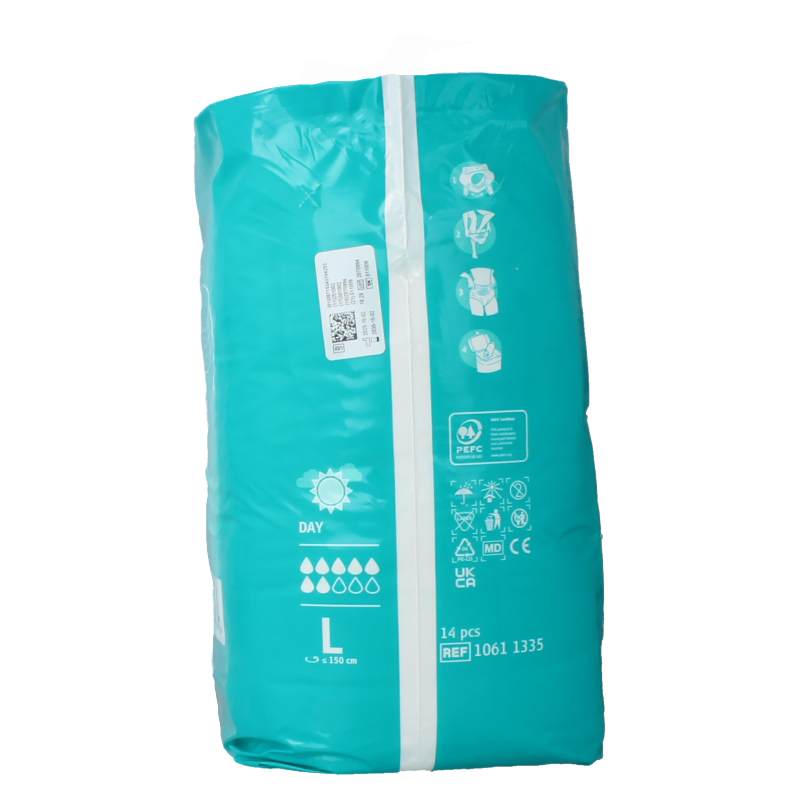 Absorin Comfort incontinent pants fit L, pack of 14, showing soft fabric and waistband for comfortable adult incontinence protection.