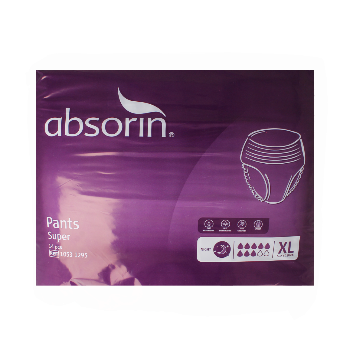 Absorin Comfort Incontinence Pants Super XL, pack of 14, with elastic waistband and discreet design for comfortable wear