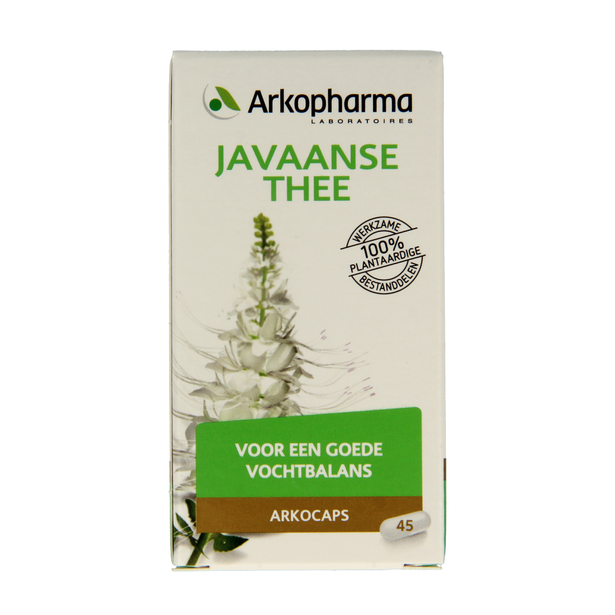 Arkocaps Javaanse thee capsules in a bottle, herbal supplement from Arkocaps, used as a herbal preparation for wellness.