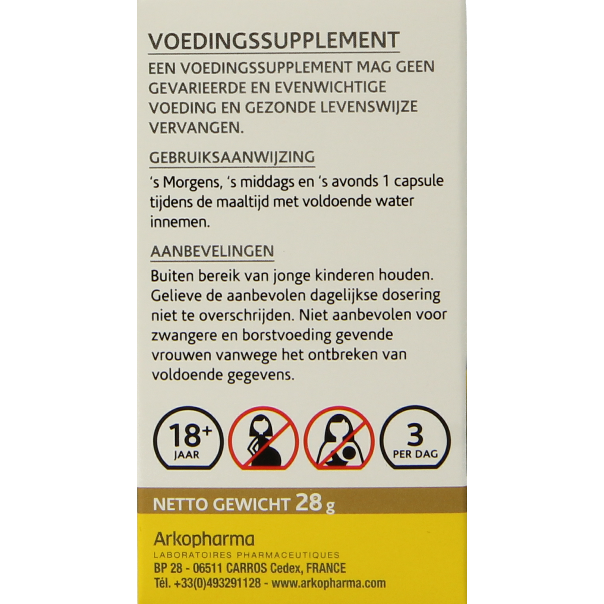 Arkocaps Pompoenpitolie capsules in a bottle, herbal supplement for supporting prostate and urinary health.