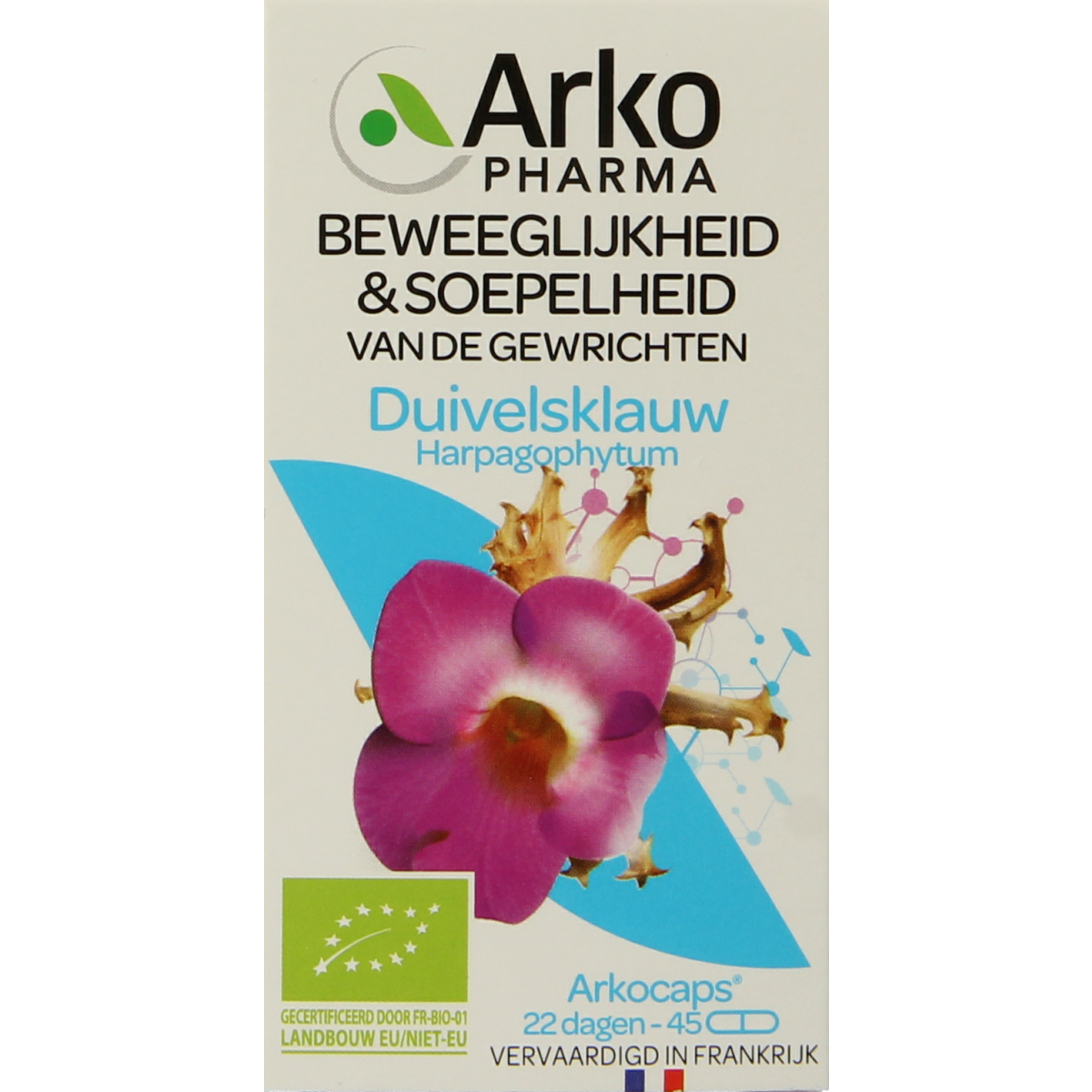 Arkocaps Duivelsklauw bio capsules, herbal supplement, with 45 capsules in a natural herbal product from Arkocaps.