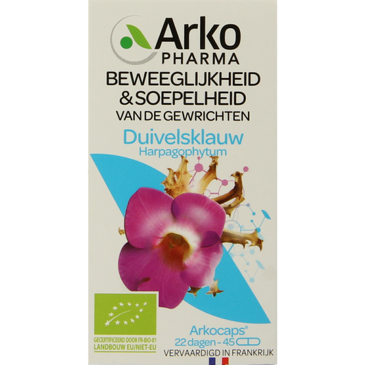 Arkocaps Duivelsklauw bio capsules, herbal supplement, with 45 capsules in a natural herbal product from Arkocaps.