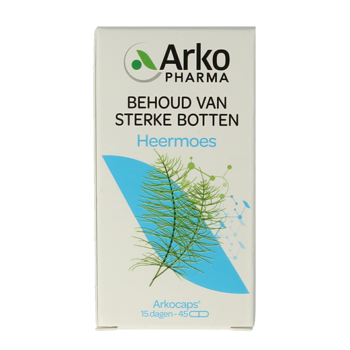 Arkocaps Heermoes herbal capsules by Arkocaps, showing a bottle of 45 herbal supplement capsules for natural health.