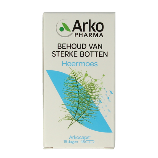 Arkocaps Heermoes herbal capsules by Arkocaps, showing a bottle of 45 herbal supplement capsules for natural health.