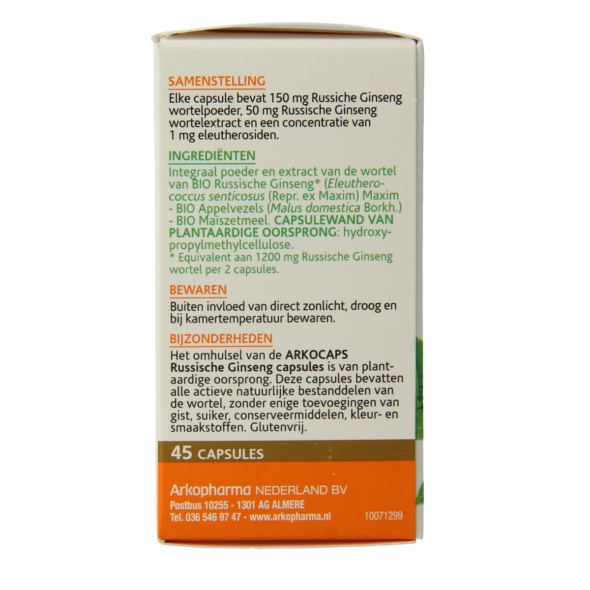 Arkocaps Russische ginseng bio capsules, herbal supplement, 45 capsules, natural herbal remedy from Arkocaps.