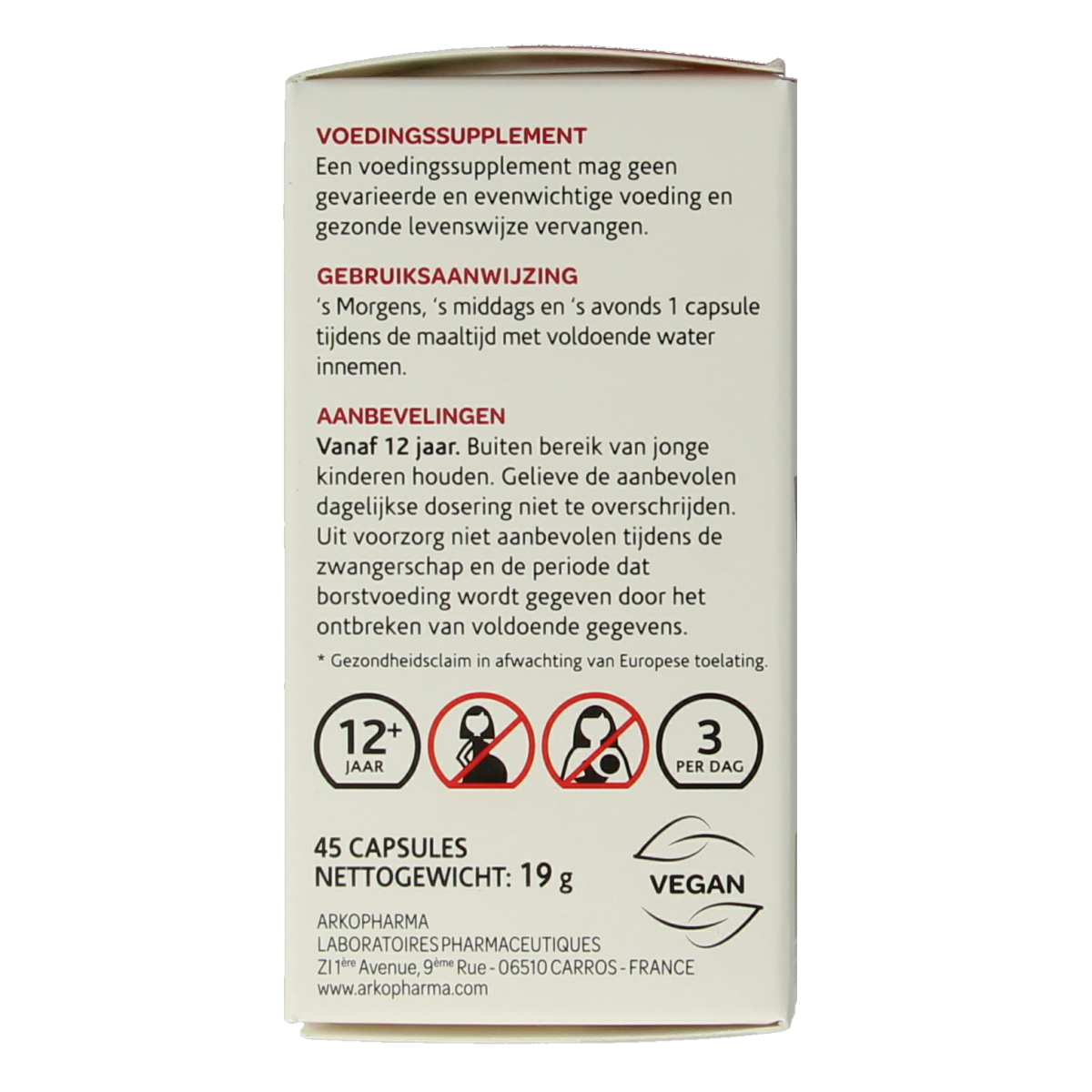 Arkocaps Meidoorn bio herbal capsules displayed in a bottle, part of Arkocaps kruidenpreparaten line, with green and white label.