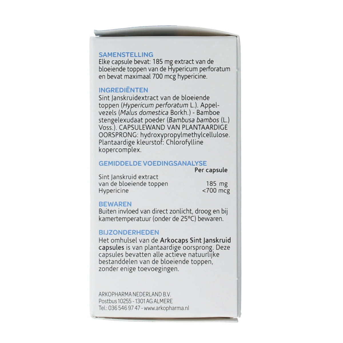 Arkocaps Sint Janskruid herbal capsules in a bottle, dietary supplement for mood support, from the Arkocaps brand.
