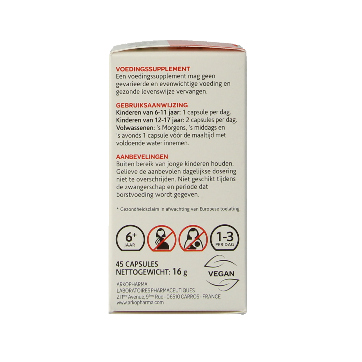 Arkocaps Weegbree bio herbal capsules in a bottle, natural supplement for digestive health from Arkocaps.