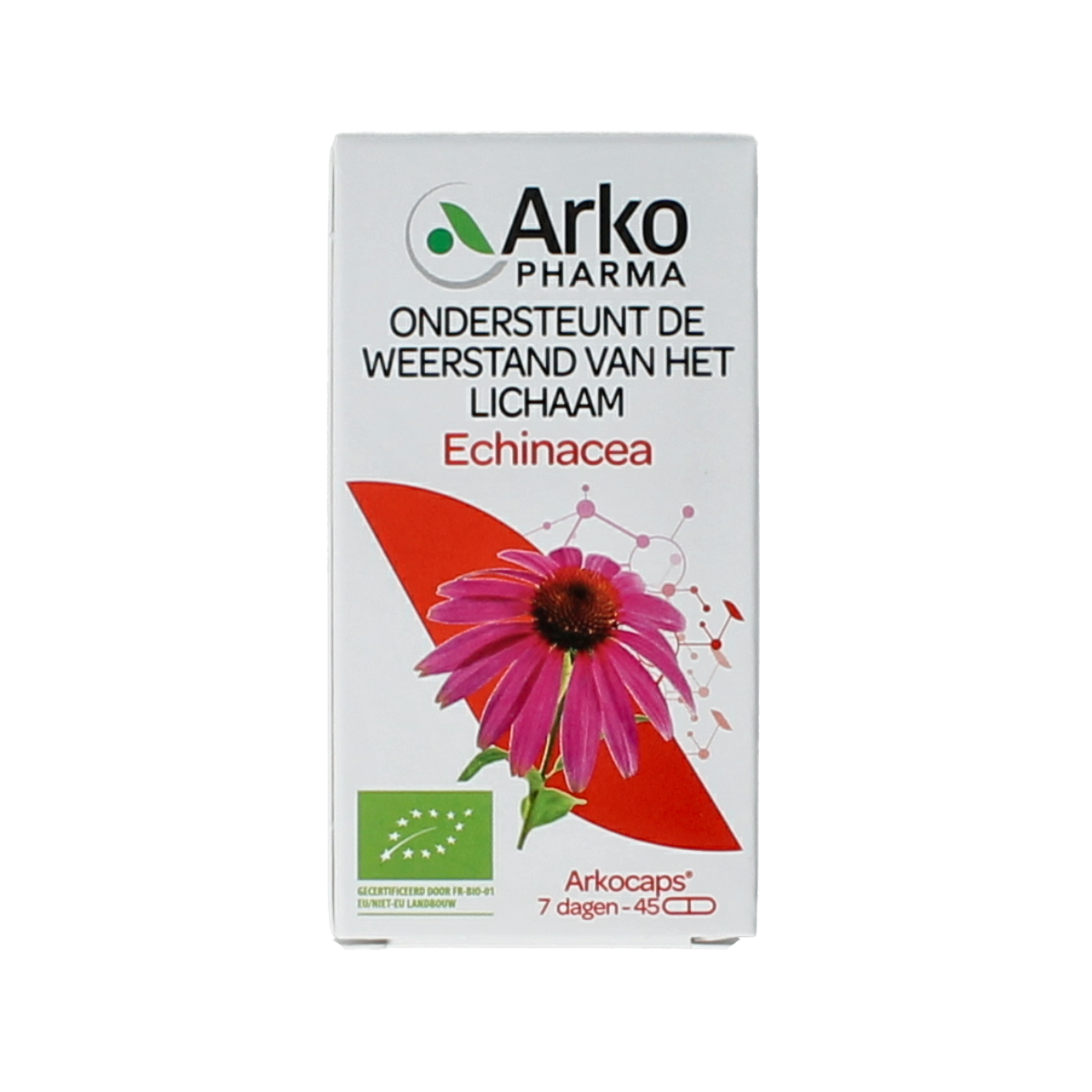 Arkocaps Echinacea bio herbal capsules in a bottle, natural supplement for immune support, from the Arkocaps brand.