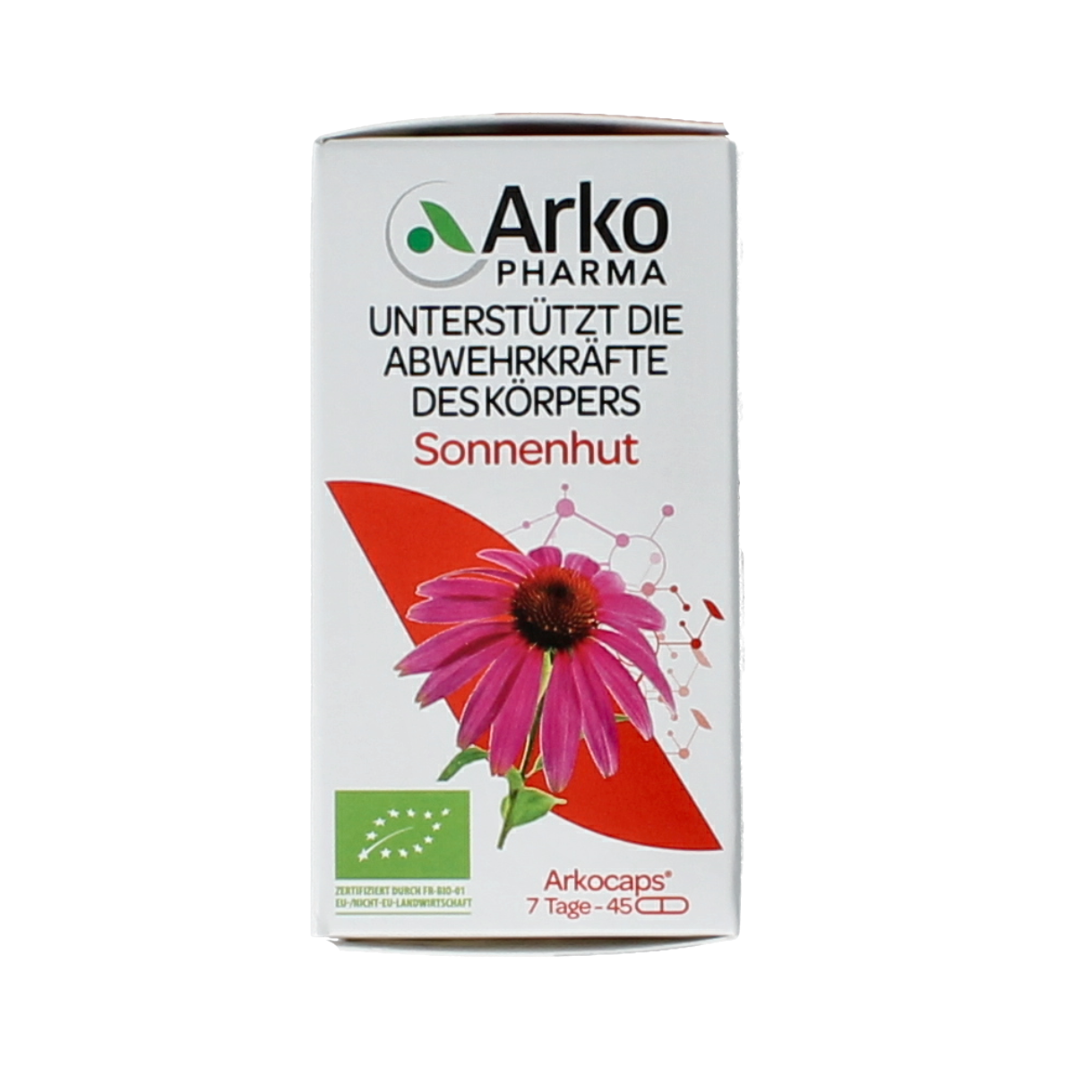 Arkocaps Echinacea bio herbal capsules in a bottle, natural supplement from Arkocaps for immune support.