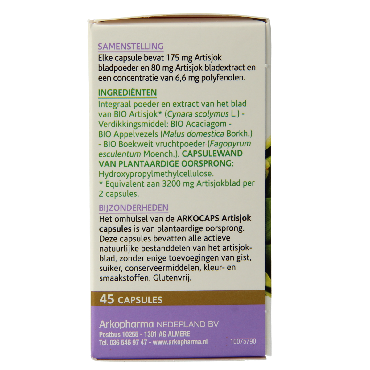 Arkocaps Artisjok bio herbal supplement capsules, 45-count, natural herbal remedy for liver support and digestion.