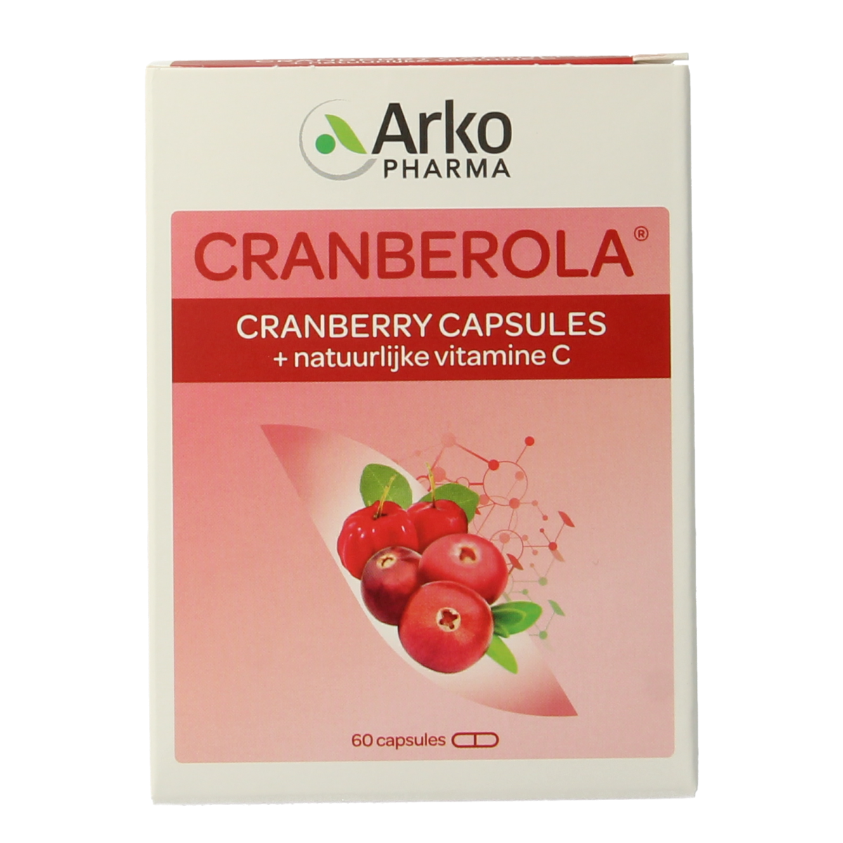 Cranberola Cranberry capsules in a bottle, 60 capsules, herbal supplement, natural cranberry extract, Kruidenpreparaten brand