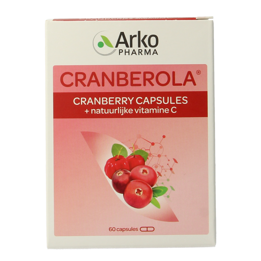 Cranberola Cranberry capsules in a bottle, 60 capsules, herbal supplement, natural cranberry extract, Kruidenpreparaten brand