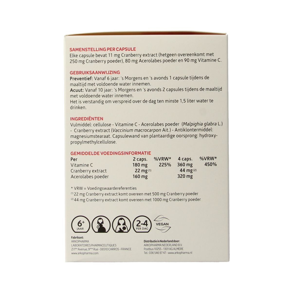 Cranberola Cranberry capsules in vegetarian herbal supplement capsules, 180 count, displayed in a clear container.