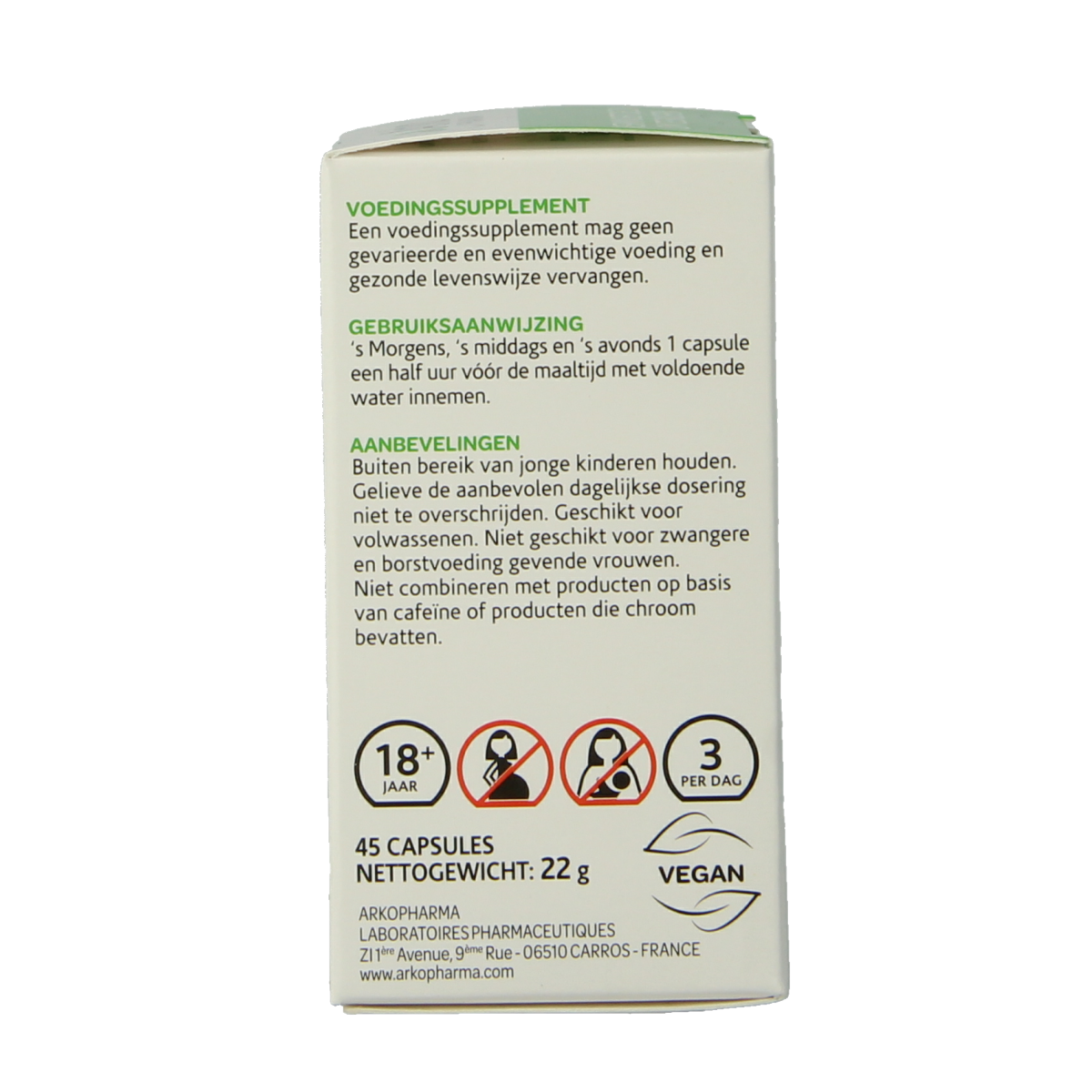 Arkocaps Garcinia capsules in a bottle, herbal supplement for weight management, produced by Arkocaps.