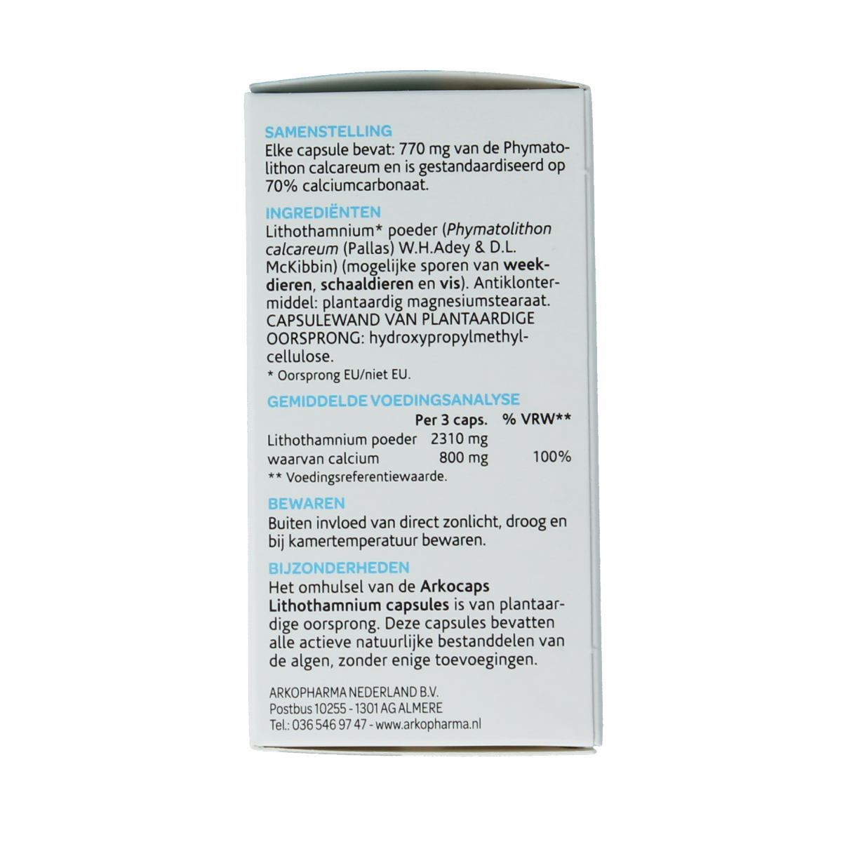 Arkocaps Lithothamnium capsules, herbal supplement with 45 capsules, natural mineral-rich plant-based herbal remedy.