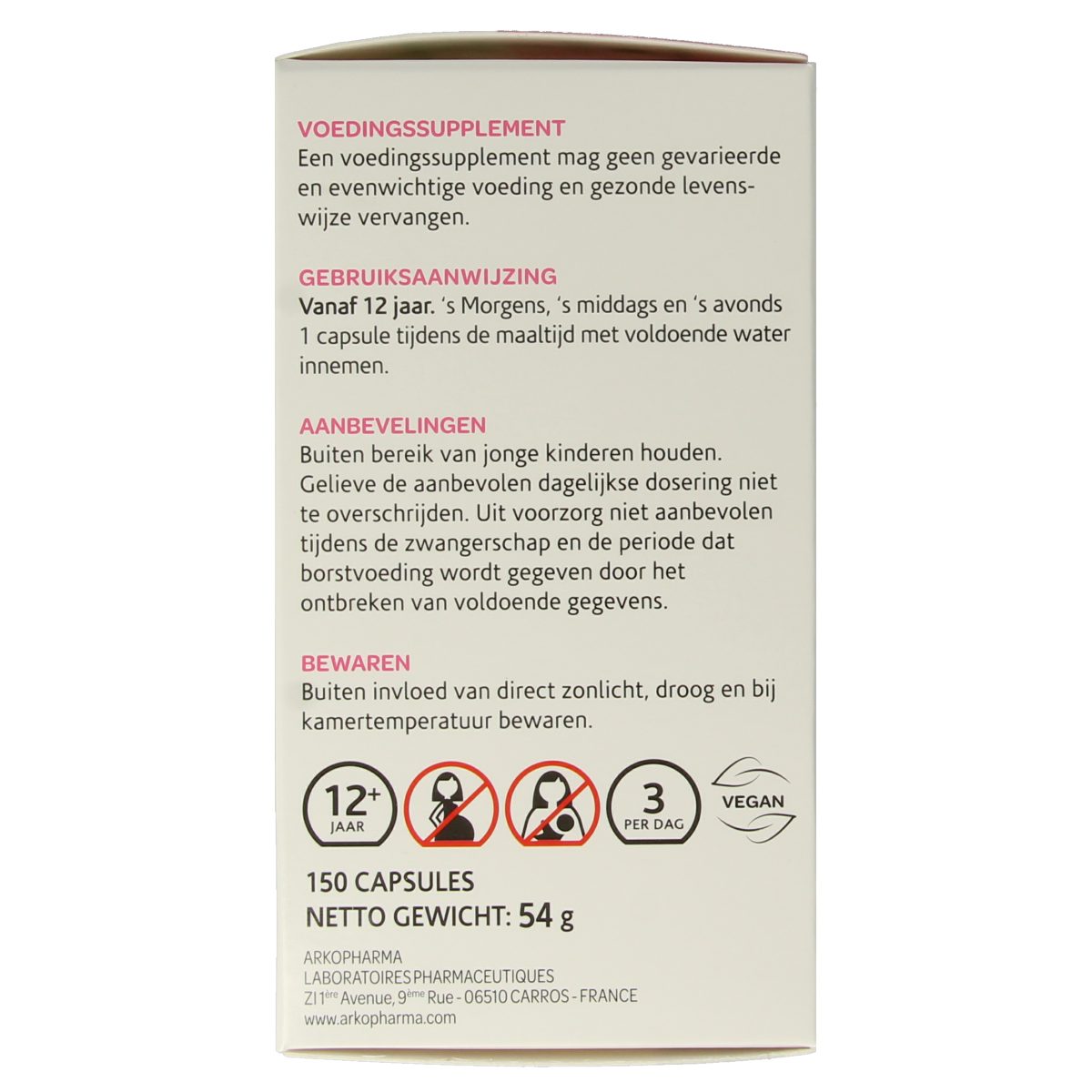 Arkocaps Brandnetel bio herbal capsules, vegetarian supplement in a clear container with green and white label.