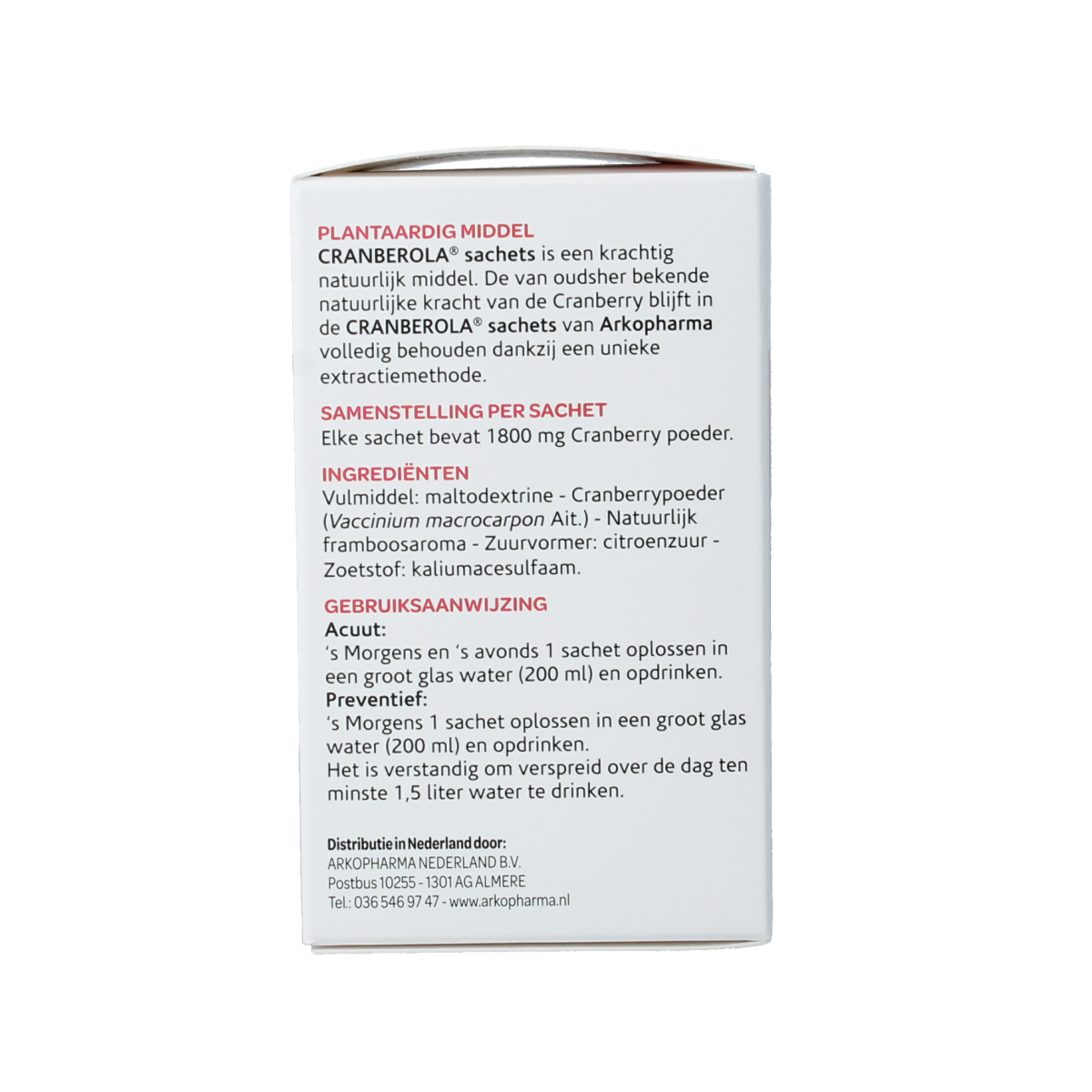 Cranberola Forte 10-day herbal supplement course with 20 sachets, featuring cranberry-based herbal preparations in the package.