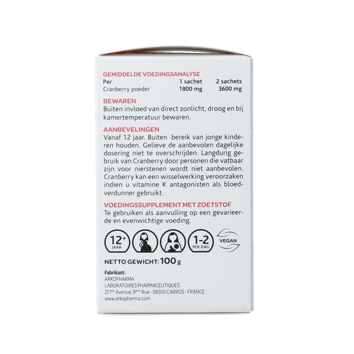 Cranberola Forte 10-day herbal supplement course with 20 sachets, featuring cranberry-based herbal preparations in a box.