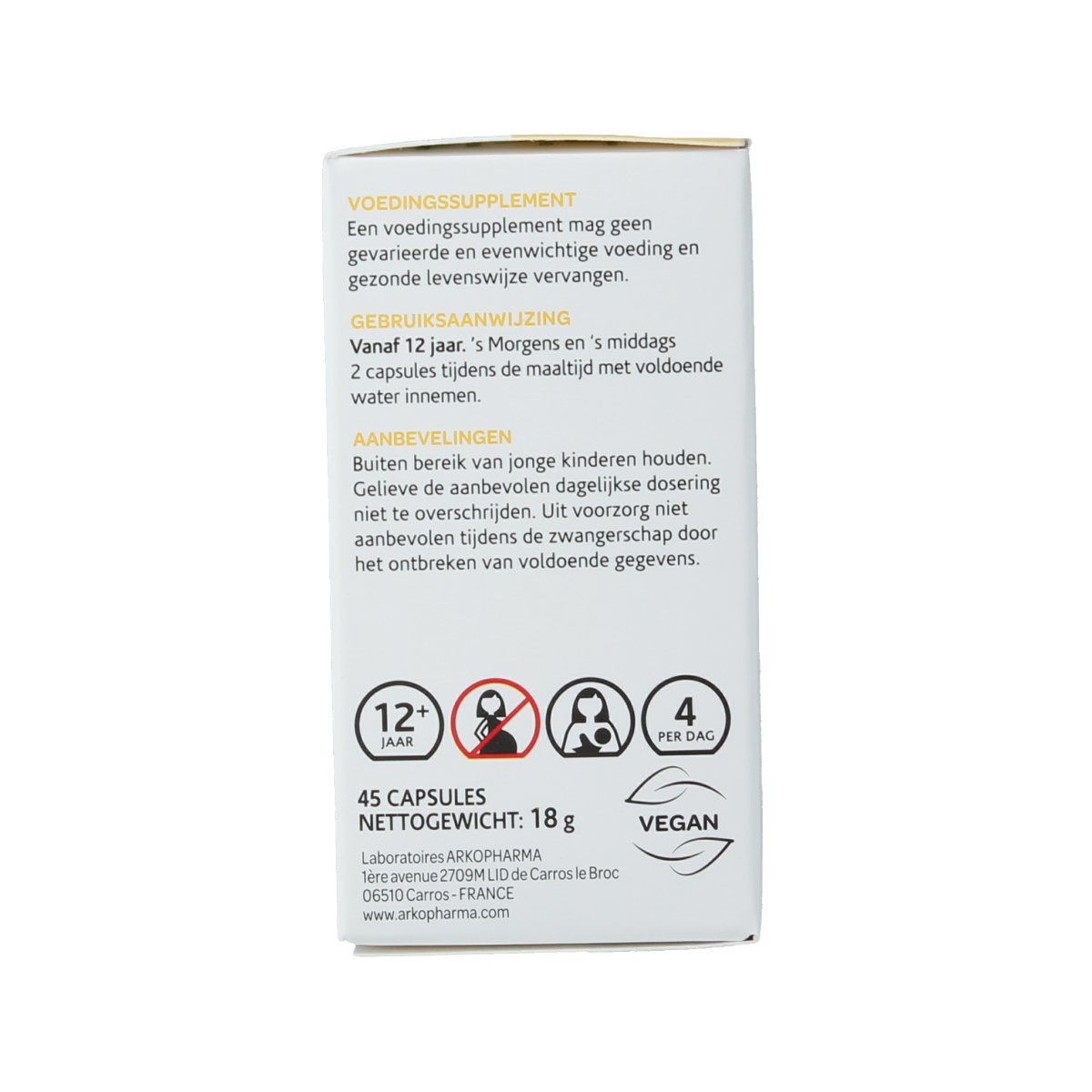 Arkocaps Paardenbloem bio herbal capsules, natural herbal supplement in a clear bottle with 45 capsules.