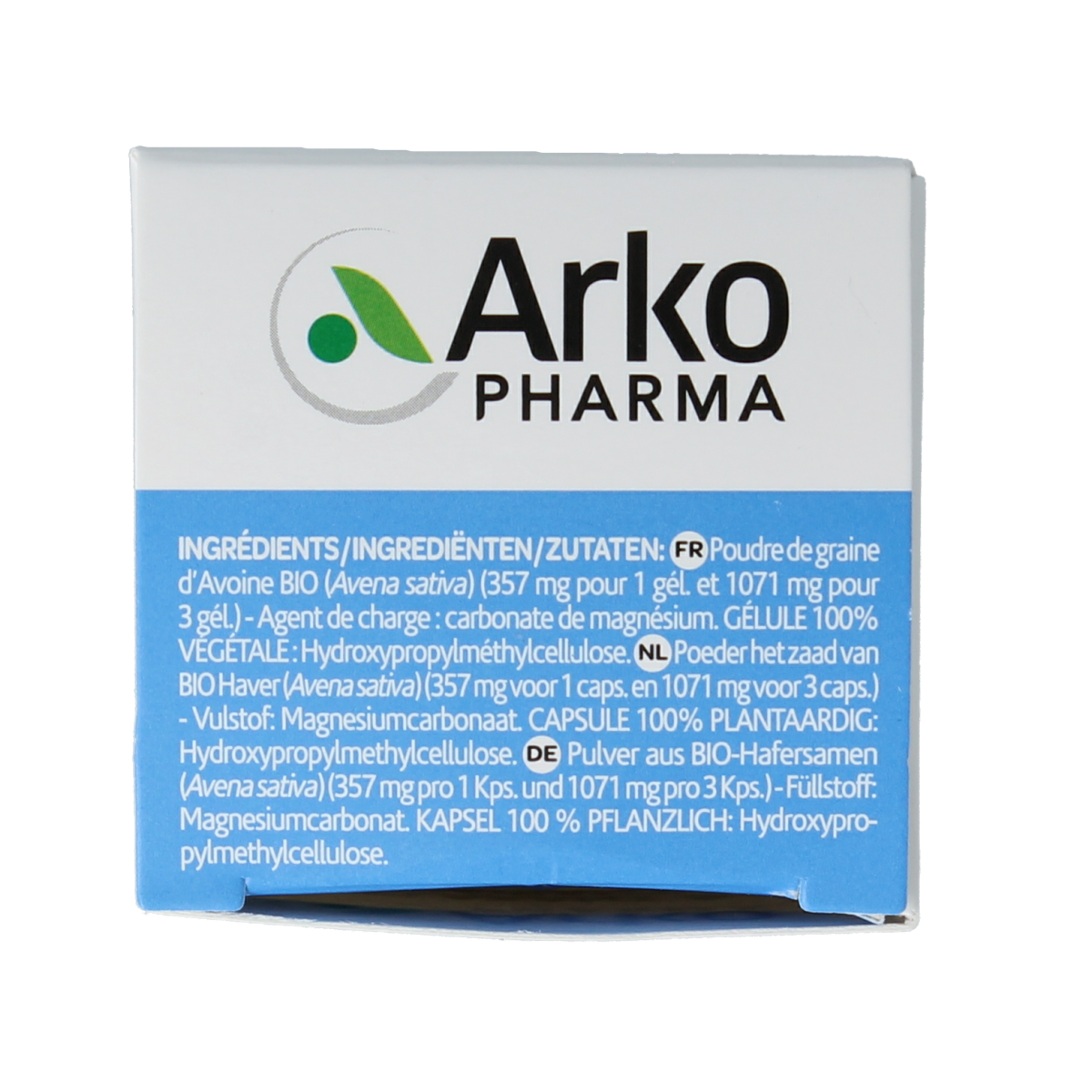 Arkocaps Avena sativa bio herbal capsules in a bottle, featuring 45 capsules for natural health support.