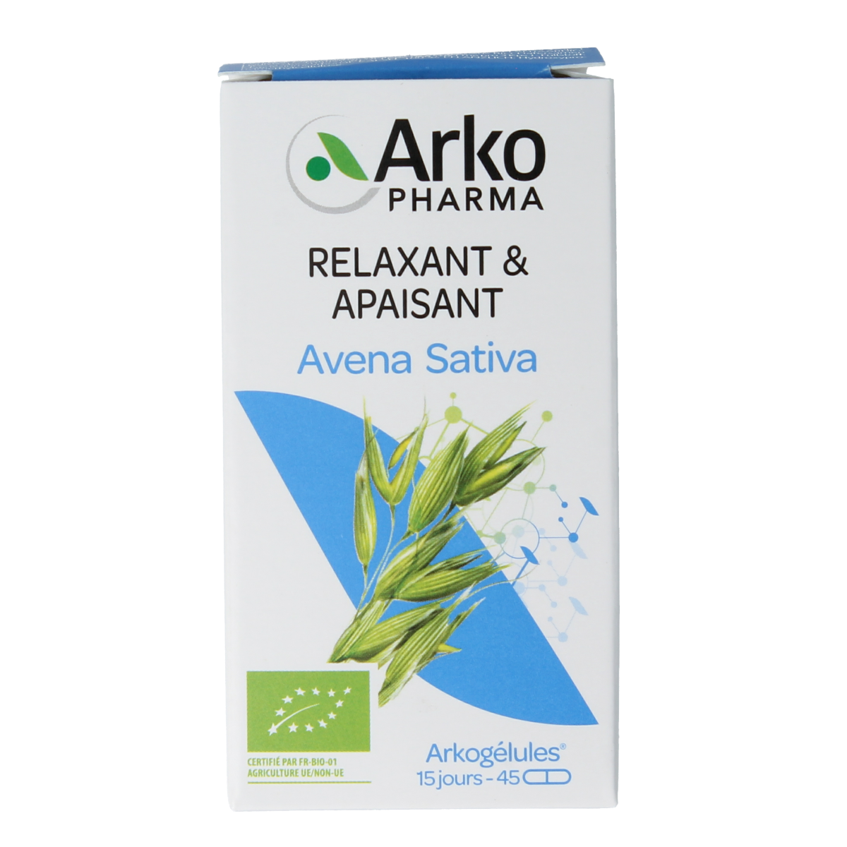 Arkocaps Avena sativa bio capsules in a bottle, herbal supplement by Arkocaps for natural wellness and herbal preparation.