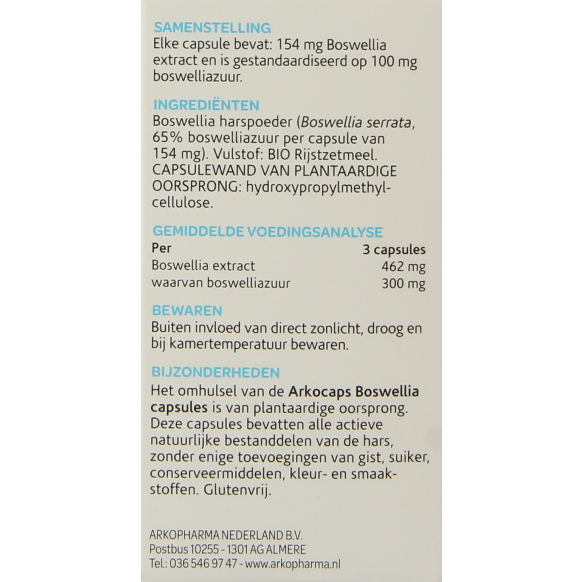 Arkocaps Boswellia capsules in a bottle, herbal supplement for joint support, by Arkocaps.