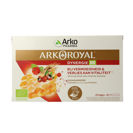 Arko Royal Dynergie Bio herbal extract in a box of 20 ampoules, natural herbal supplement from Arko Royal.