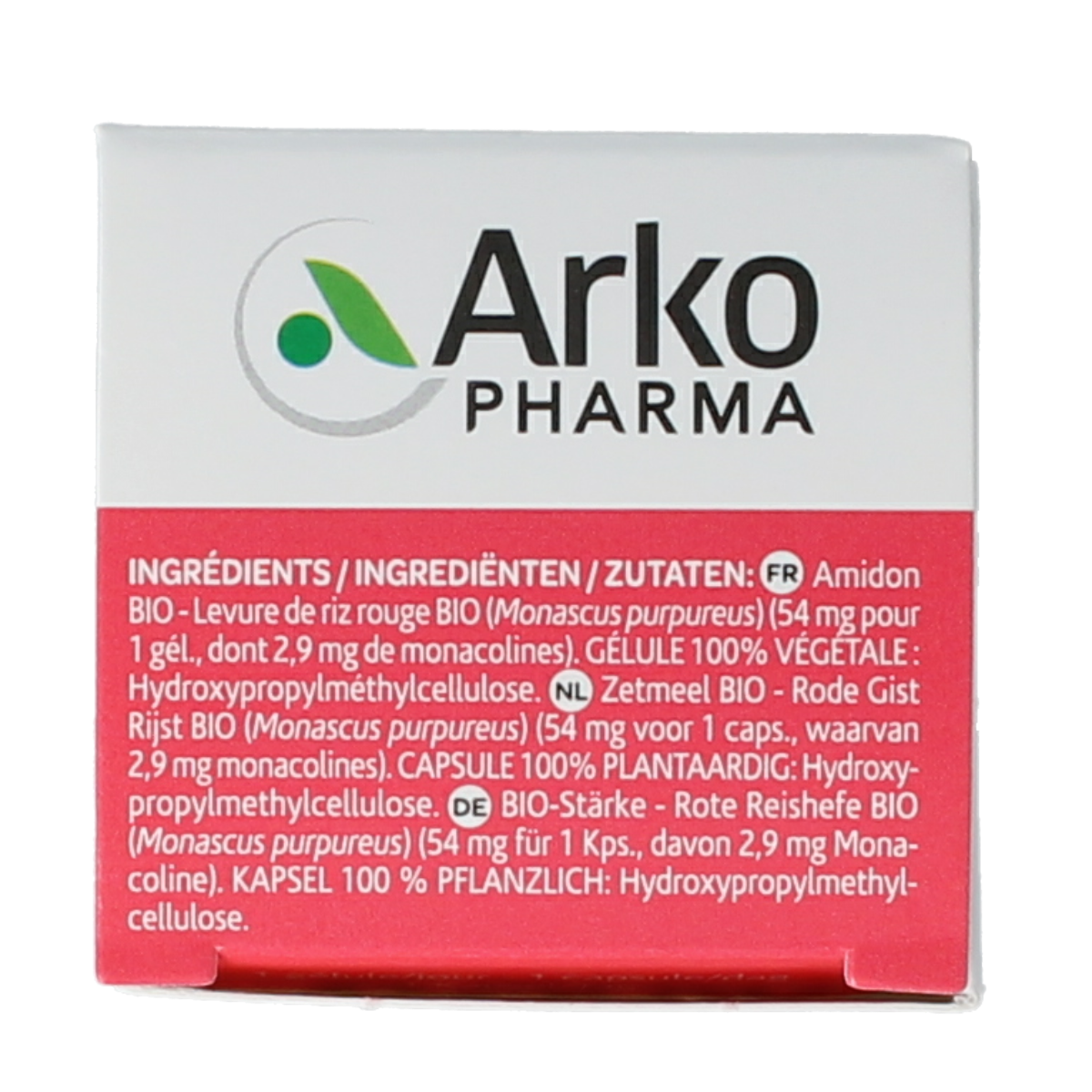 Arkocaps Rode Gist Rijst bio capsules in a bottle, herbal supplement by Arkocaps for health and wellness.