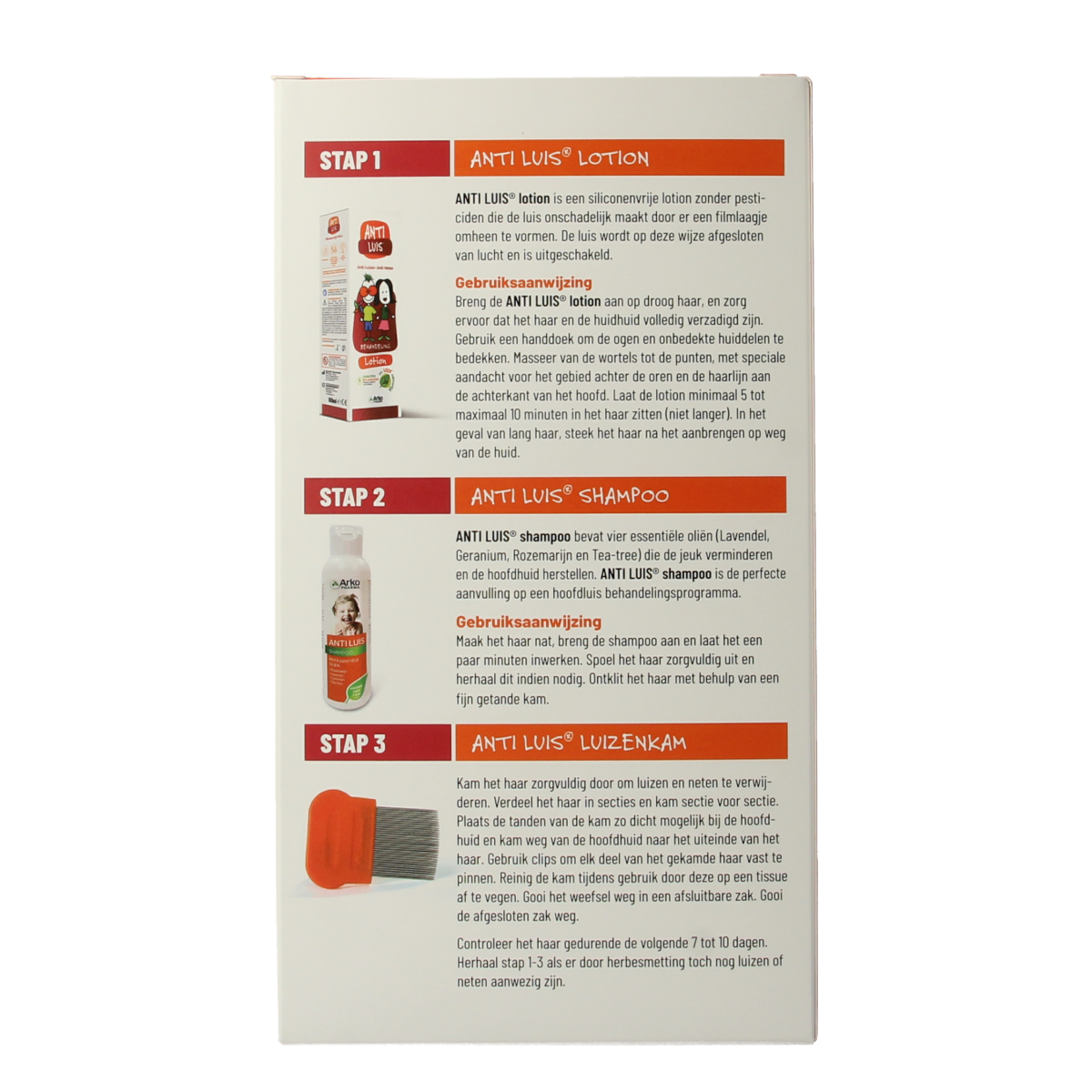 Anti Luis Haarverzorging set with lotion and shampoo, designed for hair care and scalp health, featuring natural ingredients.