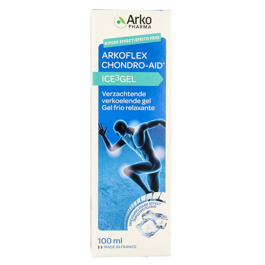 Arkopharma Ice 3 gel for muscle and joint care, 100ml tube showing the product packaging and branding.