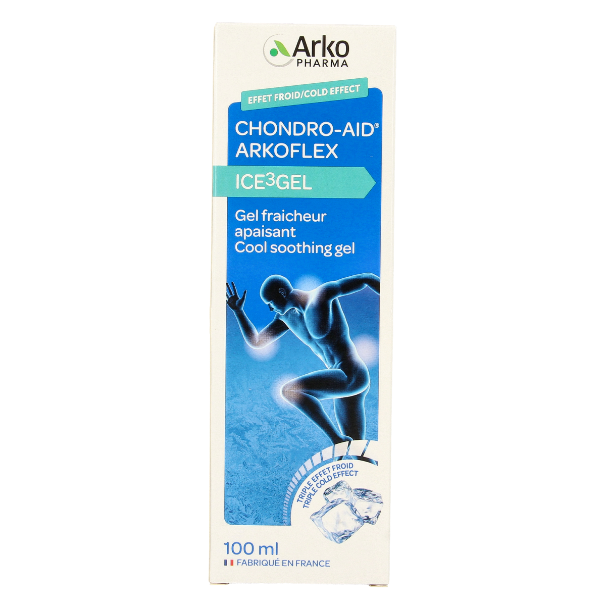 Arkopharma Ice 3 gel for muscle and joint care, 100ml tube with cooling effect for sore muscles and joints.