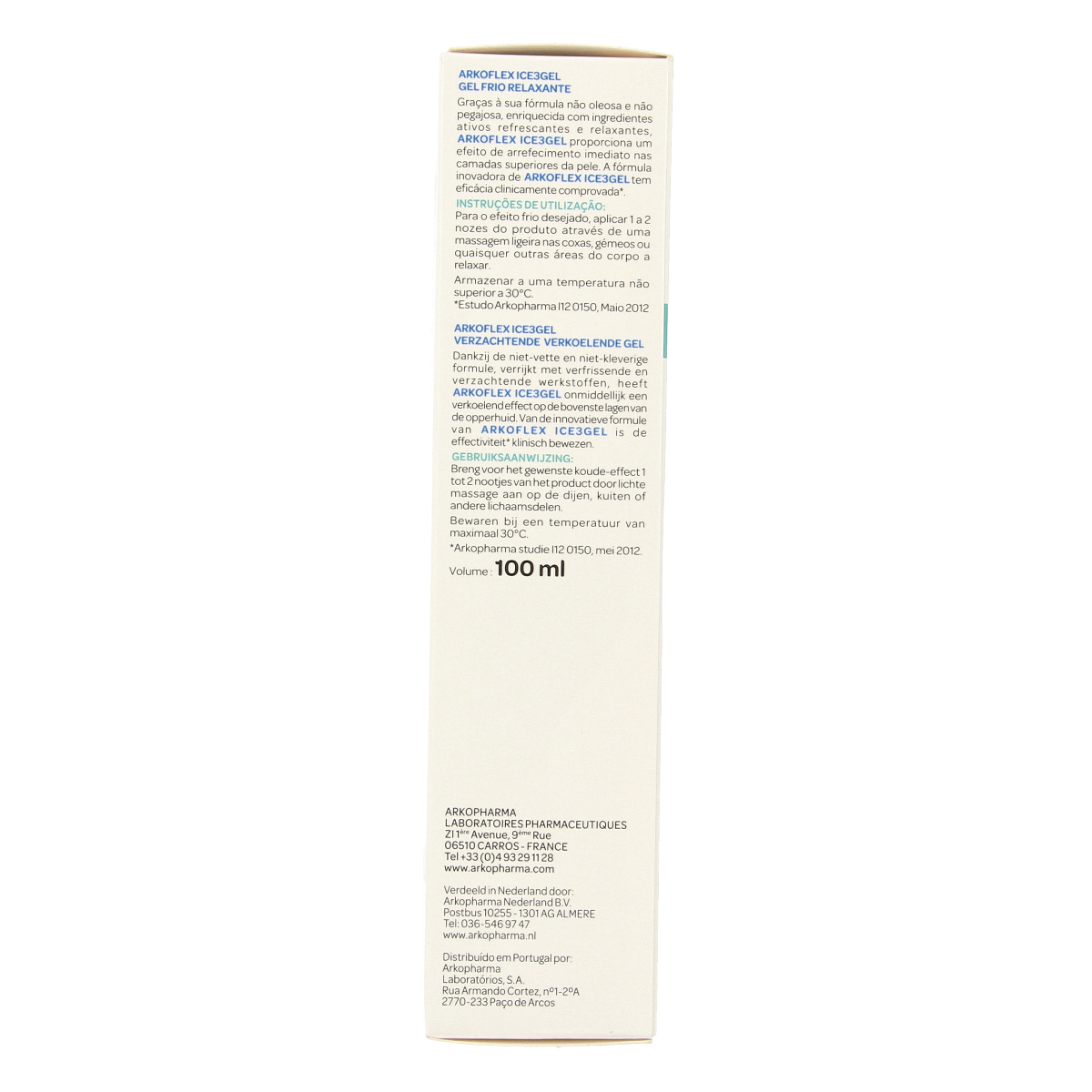 Arkopharma Ice 3 gel for muscle and joint relief, 100ml tube, soothing gel for sore muscles and joints.