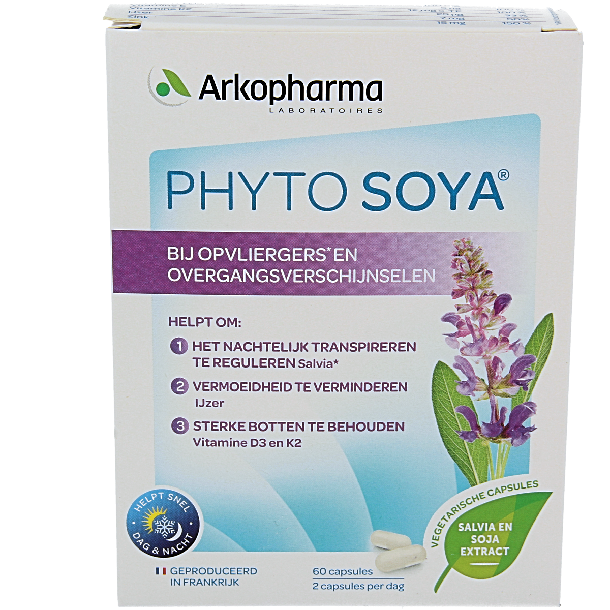 Bottle of Phyto Soya Meno Expert capsules with 60 capsules, herbal supplement for menopausal support from Phyto Soya.