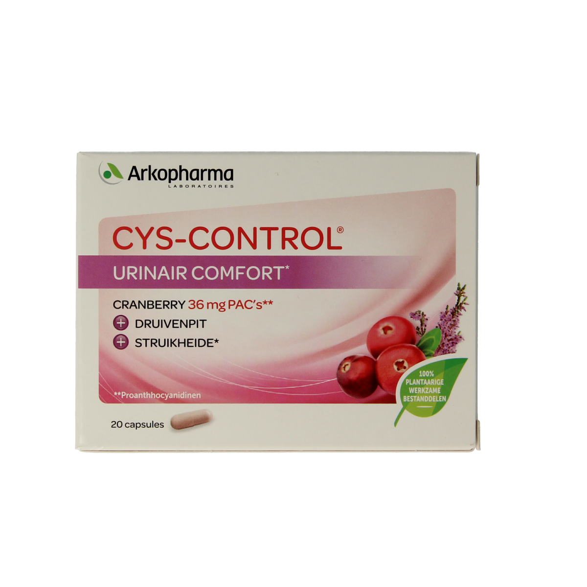 Cys-Control Urinair Comfort capsules in a bottle, herbal supplement for urinary health, natural herbal remedy by Cys-Control