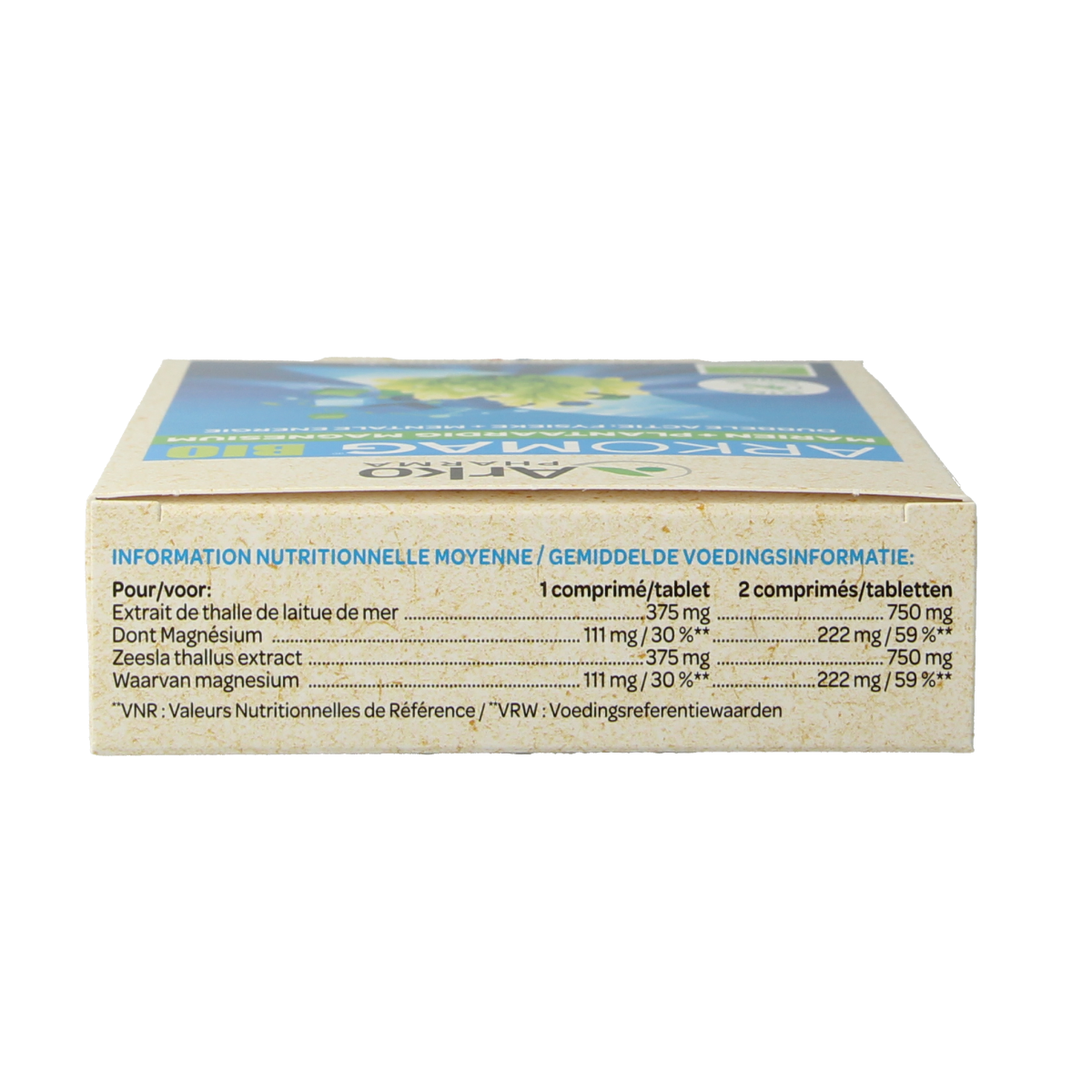 Arkovital Magnesium Bio mineral supplement tablets, 30 count, showing the packaging and tablets in a blister pack.
