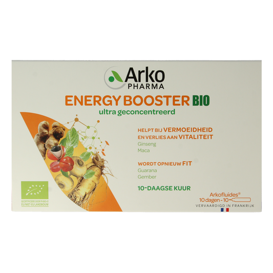 Arkofluids Energy booster bio herbal ampoules, 10-pack, natural herbal supplement for increased vitality and energy.