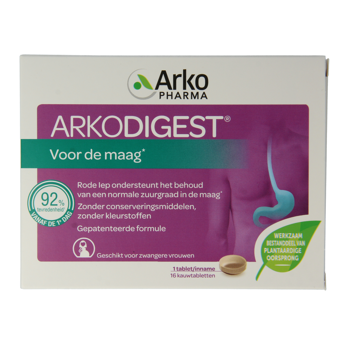 Arkocaps Arkodigest herbal chewable tablets in a blister pack, natural dietary supplement for digestion support.