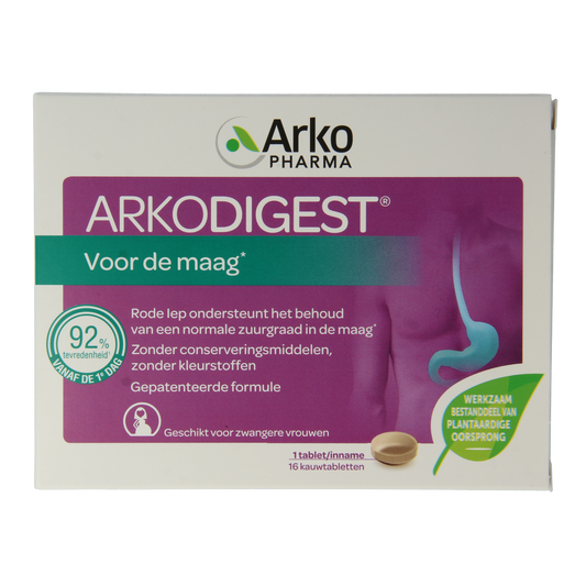 Arkocaps Arkodigest herbal chewable tablets in a blister pack, natural dietary supplement for digestion support.