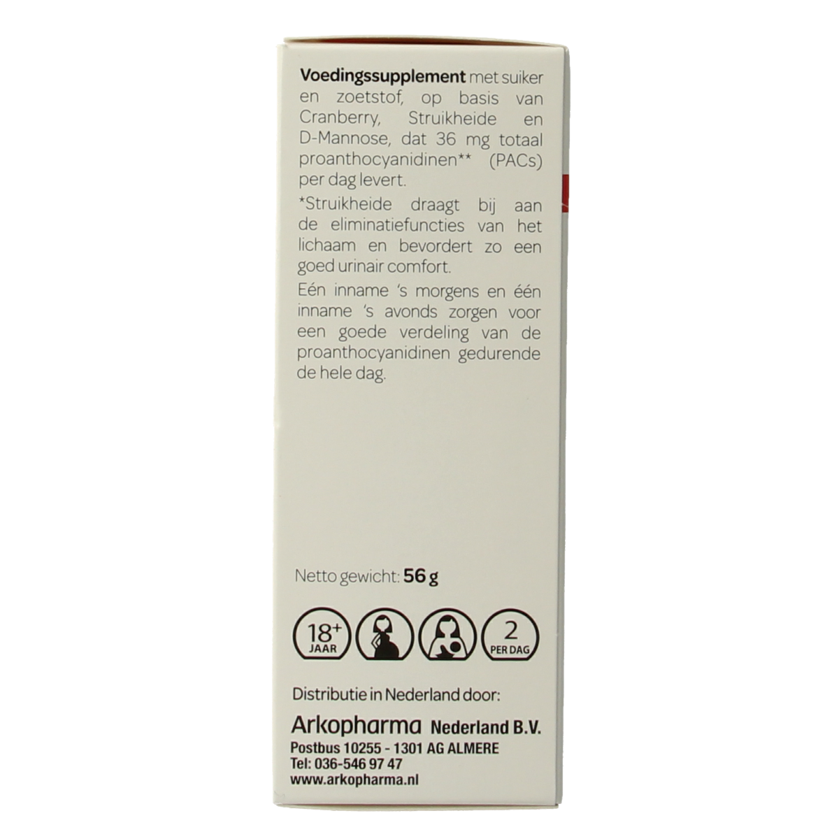 Cys-Control Forte herbal supplement sachets in a box, part of Kruidenpreparaten brand, featuring 14.00 sachets for health support.