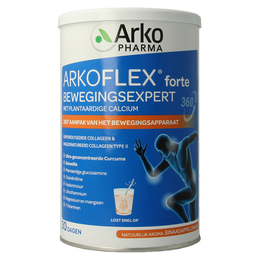 Arkoflex Arkoflex Forte mineral supplement powder in a 390g container, displayed in a natural setting with packaging visible.