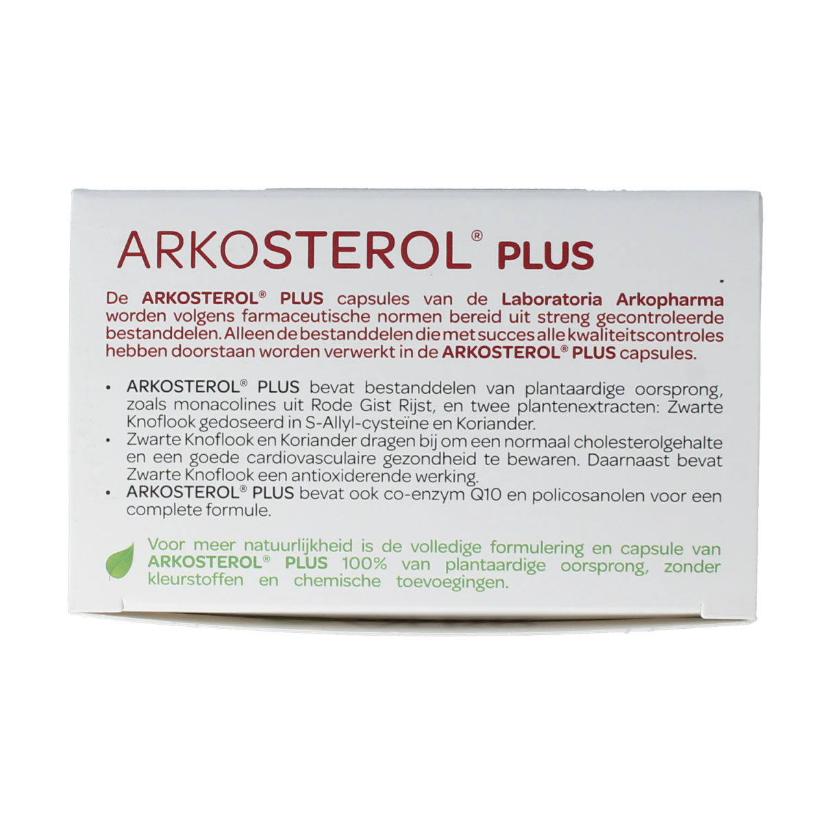 Arkosterol Plus Kruidenpreparaten capsules in a bottle, dietary supplement by Arkosterol, herbal health product.